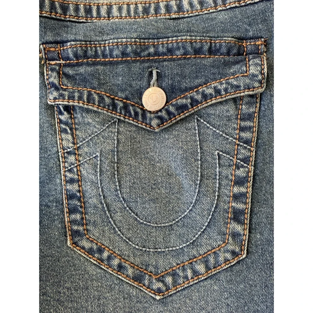 NWT TRUE RELIGION Sz 38 X 32 Geno BIG T SLIM W/FLAP STRETCH DENIM JEANS